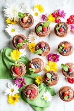 mini chocolate pots filled with fruit and flowers