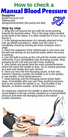 the instructions for how to check manual blood pressure