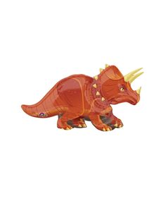 an inflatable orange dinosaur toy on a white background