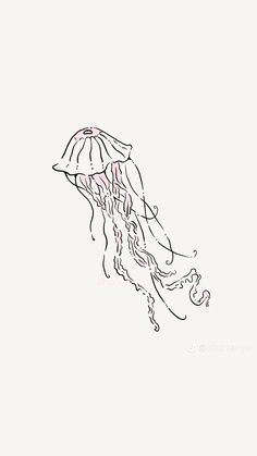 a drawing of a jellyfish on a white background