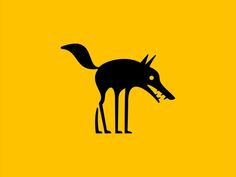 an animal that is standing up against a yellow background