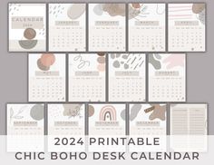 the printable chic boho desk calendar