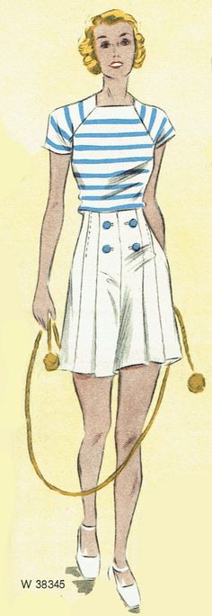 a drawing of a woman in white shorts and striped shirt with a hula hoop