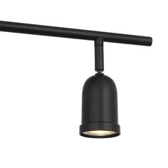 a black track light with an adjustable arm on a white background and no one in the photo