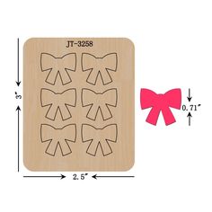 an image of a wooden cutting board with bows on it and the measurements for each piece