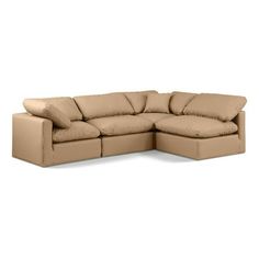 Experience ultimate comfort and style with our tan vegan leather Indulge Sectional. The luxurious vegan leather will elevate the aesthetic of any room. This sofa provides ample space for you to relax while its modular build offers the option of unlimited configurations. Whether you're looking to add a stylish element to your living room or a comfortable seating option to your bedroom, this sofa is the perfect choice. Features: Material: Vegan Leather Finish: Tan Thick Foam Around Frame For Addit Tan Sectional, Meridian Furniture, Leather Finish, Modular Sectional, L Shape, Comfortable Seating, Sofa Couch, Room Furniture, Contemporary Design