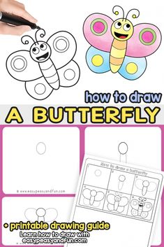 how to draw a butterfly for kids with the title, how to draw a butterfly