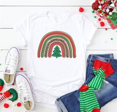 Confessions of a Frugal Mind: Christmas Rainbow Graphic Tees $18.99 Shipped Christmas Rainbow, Rainbow Graphic, Christmas Sweaters, Rainbow, Christmas