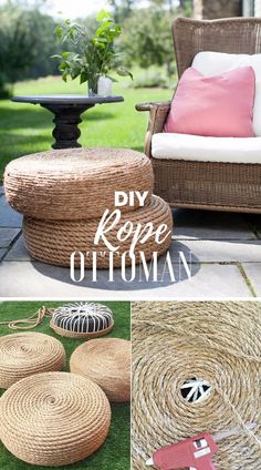 the diy rope ottoman is perfect for any outdoor space