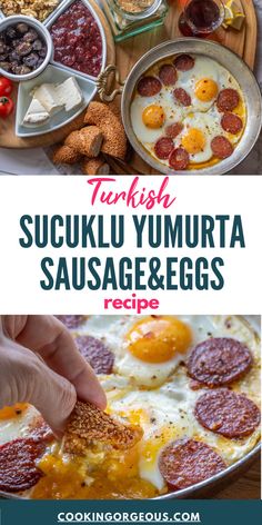 Simple yet delicious Turkish breakfast dish made with spicy, aromatic sausage and perfectly cooked sunny-side-up eggs.