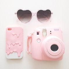 Pink Camera, Polaroid Camera, We Heart It, Cell Phone, Phone Case, Pastel, Lost, Sunglasses, Pink