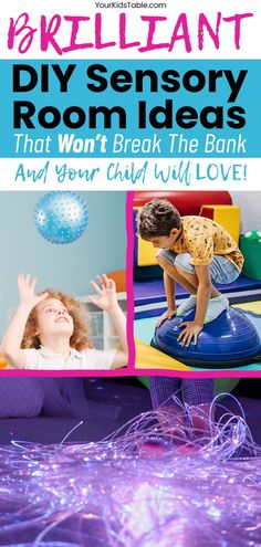 two children playing on an inflatable bed with the text brilliant diy sensory room ideas that won't break the bank and your child will love