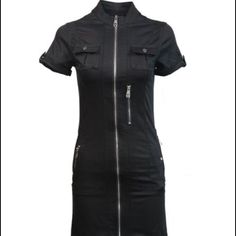 Top Gun Women's Zip-Up Dress The Top Gun Women's Zip-Up Dress Is The Perfect New Addition To Your Waredrobe. Designed Exclusively For Top Gun, This Aviator Style Dress Features An Exquisite Fit And Enough Pockets To Keep Your Basic Necessities. Beautiful Metal Propeller Pullers And Snaps Adorn This One Of A Kind Dress. Get Ready To Fly High! Features: - 97% Cotton, 3% Spandex - Bodycon Fit - Two-Way Zipper Fitted Black Dress With Pockets, Basic Necessities, Aviator Style, Fly High, Style Dress, Zip Up, Colorful Dresses, Zip Ups, Fashion Dresses