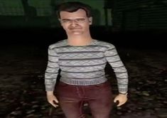 an animated man standing in the middle of a room