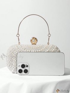 Bird in Bag - Ornate Pearl Embellished Evening Bag, Exuding Elegance, European And American Design, Exquisite Clutch Purse For Sophisticated Dinners And Formal Events Elegant Handheld Bags For Wedding Guest, Elegant Handheld Bag For Wedding Guest, Elegant Party Bags With Pearl Handle, Glamorous Bags With Pearl Handle For Wedding Guest, Elegant Handheld Evening Bag With Pearl Handle, Glamorous Bag With Pearl Handle For Wedding Guest, Elegant Wedding Shoulder Bag With Pearl Embroidery, Glamorous Evening Bags With Pearl Embroidery, Glamorous Bags With Pearl Embroidery