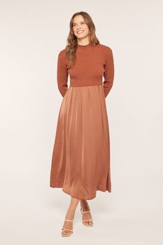 Coco modest midi dress in burnt orange-NEW – JanieLanie Modest Attire, Skirts Modest, Modest Boutique, Modest Midi Dress, Nursing Friendly Dress, Temple Dress, Modest Maxi, Modest Tops, Fashion Modest