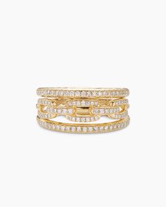 David Yurman | Stax Three Row Chain Link Ring in 18K Yellow Gold with Diamonds, 10.4mm Luxury Wishlist, Chain Link Ring, Petite Jewelry, Link Ring, Designer Rings, Women's Rings, Linking Rings, Rare Gemstones, Small Accessories