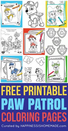 the free printable paw patrol coloring pages for kids to color and learn how to draw