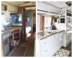 the interior and exterior of a mobile home