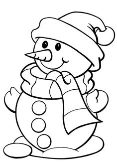 a snowman with a hat and scarf sitting on the ground coloring pages for kids