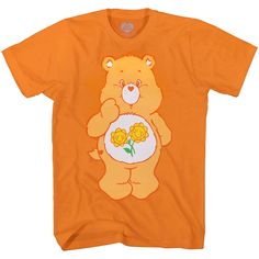 PRICES MAY VARY. Color: Orange Sizing: This shirt is listed in men's sizes but can be worn by women looking for a more relaxed fit Screen Printed Graphic: This Care Bear shirt features a character design that is screen printed in a vivid color that will last wash after wash with no cracking or fading! Get ready for an exciting new sharing and caring adventure with your new Care Bear merch! Officially licensed apparel and high-quality prints make it the perfect gift for any fan. Whether it be for