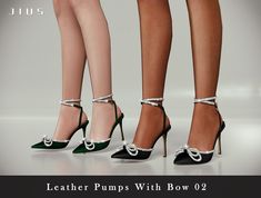 three pairs of women's high heeled pumps with bows on the toes and ankles