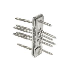 an assortment of screws and nails are shown in this image on a white background