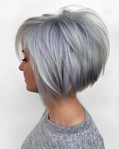 Bob Hair Color, Short Shag Haircuts, Layered Bob Haircuts, Bob Hairstyles For Thick, Silver Hair Color, Short Grey Hair, Short Bob Haircuts, Grey Hair Color