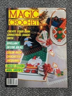 the front cover of a magazine with an image of christmas decorations on it and presents