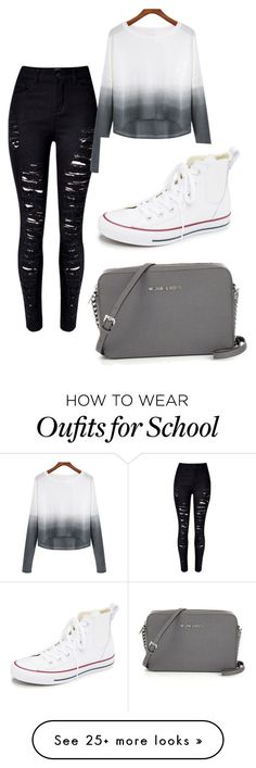 "classic school outfit" by ablanco2556 on Polyvore featuring Converse, women's clothing, women's fashion, women, female, woman, misses and juniors School Sets, Africa Fashion, Outfit Goals, Komplette Outfits, Outfits With Leggings