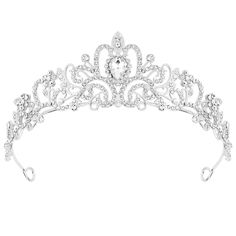 PRICES MAY VARY. Classic Design - It is a dazzling and beautiful crown for women girls. With the shiny, attractive, beautiful rhinestones paved on the crown, your feeling like a princess or a queen when wearing it. Make the most stunning at any occasions decorated for the special women and girls. This crown is lucky and beautiful, just to meet the perfect you. Material - The shiny silver crown is made of alloy, rhinestone and crystal. It is a shiny, charming handmade crown, suitable for women an Christmas Crown, Crowns For Women, Handmade Crown, Crown For Women, Silver Tiara, White Princess, Crown Braid, Silver Crown, Birthday Crown