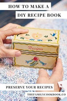 the recipe book is being held up in front of a woman's hand with an open box