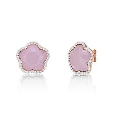 Stone Type: Pink Quartz Five Petal Flower, Petal Flower, Flower Stud Earrings, Flower Pendant Necklace, Flower Stud, Flower Earrings Studs, Girly Jewelry, Pink Quartz