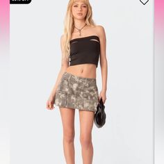 Olive/Camo Pattern, Size Small Trendy High Waist Cargo Skirt For Night Out, Edgy Fitted Mini Cargo Skirt, Spring Night Out Mini Cargo Skirt, Chic Spring Cargo Skirt For Night Out, Edgy Fitted Cargo Skirt For Summer, Trendy Mini Cargo Skirt For Night Out, Edgy Mini Cargo Skirt For Night Out, Edgy Fitted Cargo Skirt For Spring, Trendy Fitted Cargo Skirt For Night Out