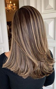 brown hair with highlights, shoulder hair length, medium brown hair, shoulder brown haircut Brown Hair Inspo, Brunette Hair With Highlights, Brown Hair With Blonde Highlights, Blonde Hair Inspiration, Highlights Brown Hair, Brown Blonde Hair, Brown Hair With Highlights, Hair Color Balayage