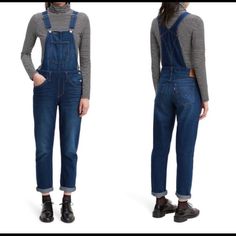 New With Tags Size Xs Retail $128 Straight Leg Dark Wash In Pristine Condition. Measurements / Waist: 15” Across Lying Flat. Inseam: 28”. *10 - 3* Jean Overalls, Straight Leg Denim, Denim Overalls, Levi's Jeans, Levis Jeans, Levi's, Overalls, Straight Leg, Women Jeans