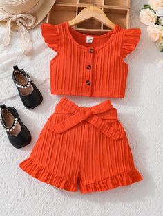 Girls Night Dress, Boubou Styles For Women, 2piece Outfits, Chic Dress Classy, Ruffle Trim Top, Kids Frocks Design, Girls Fall Outfits, Kids Fashion Dress