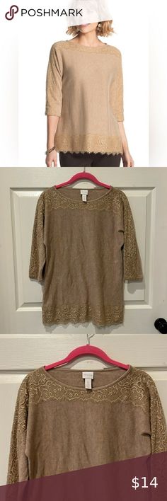 Chicos tan lace top, size 0 Lace Top, Lace