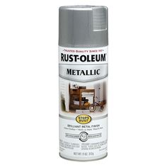 a spray can of rust - oleum metallic paint