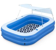 an inflatable pool with a boat attached to the top and bottom part, on a white background