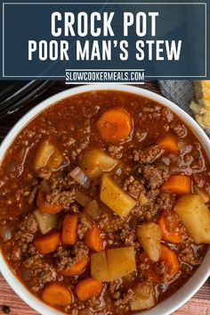 a bowl of crock pot poor man's stew