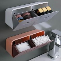 a bathroom sink with two compartments on the wall