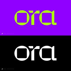 two different type of logos with the word orca in green and purple on them