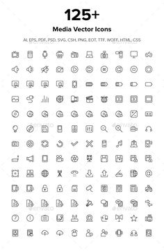 a large set of thin line icons for web and mobile devices, all in different styles