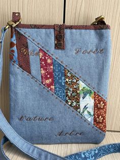 a small purse made out of old jeans