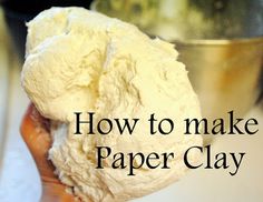 a person is holding up a paper clay ball with the words how to make paper clay on it