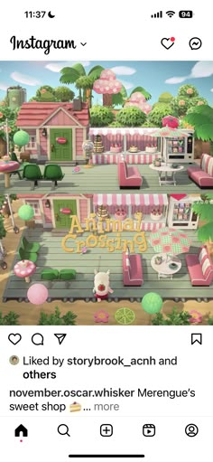 an animal crossing game is shown on the app