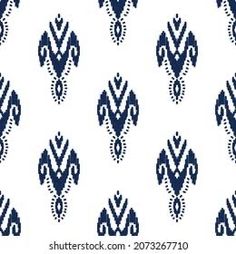 an abstract blue and white pattern with stylized shapes on a white background, suitable for wallpaper or fabric