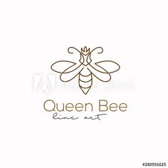 the queen bee logo is made in line art style