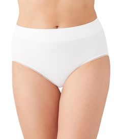 From Wacoal, this panty features:Seamless briefSmooth, supportive nylon/spandex fabricTotally seamless bodyRuching knitted in derrièreClothes glide easily over panty for a sleek lookBody: nylon/spandexCrotch lining: nylon/cotton/spandexHand wash/line dryImported.Endlessly comfortable & simple to wear, these lightweight stretch panties with a no-pinch waistband feel incredible against your skin & vanish Elegant Supportive Solid Bottoms, Elegant Supportive Solid Color Bottoms, Elegant Stretch Shapewear With Soft Touch, White Seamless High-cut Leg Shapewear, White Stretch Shapewear Bottoms, Elegant Shaping Seamless Bottoms, Elegant Stretch Seamless Hosiery, Elegant Seamless Stretch Hosiery, White Seamless Shapewear Bottoms